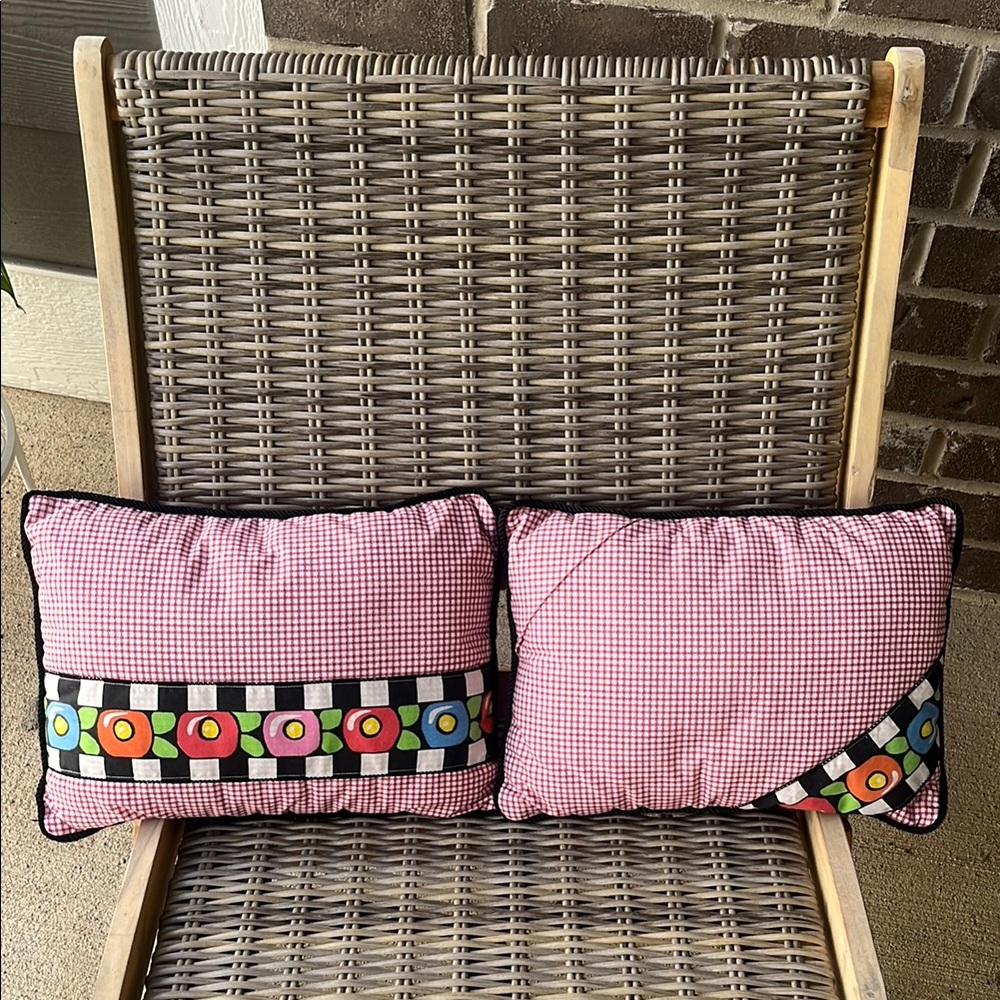 Colorful Vintage Vibe Checkered Throw Pillows Set of 2 about 15”x 10.25”